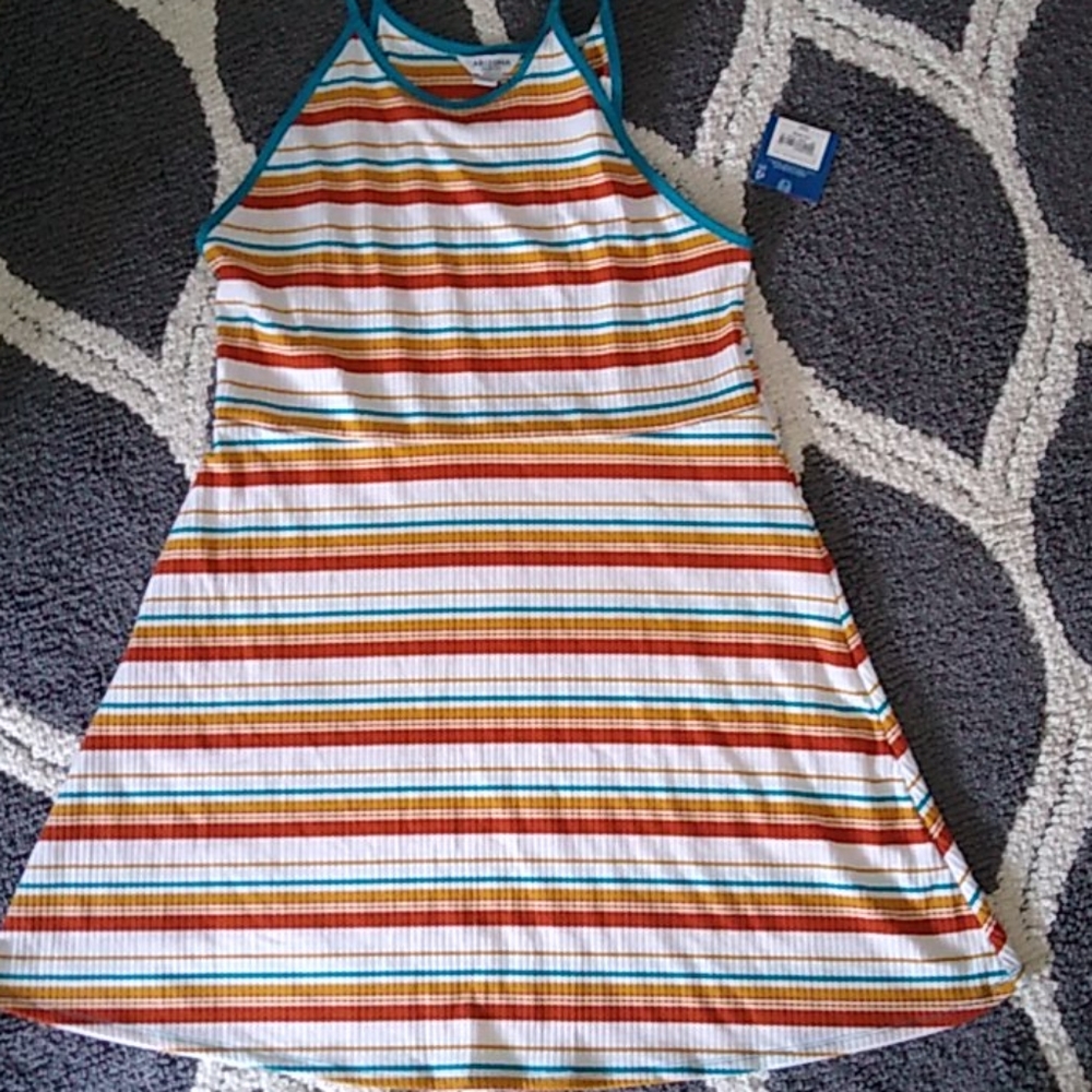 Multi color striped, spaghetti strapped dress